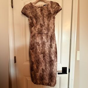 EUC ANTONIO MELANI Brown Snake Print Midi Dress